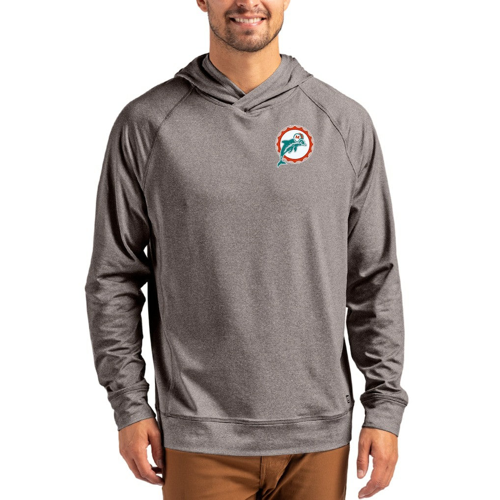 Miami Dolphins Cutter & Buck Adapt Historic Knit Recycled Raglan Pullover Hoodie | NFL New