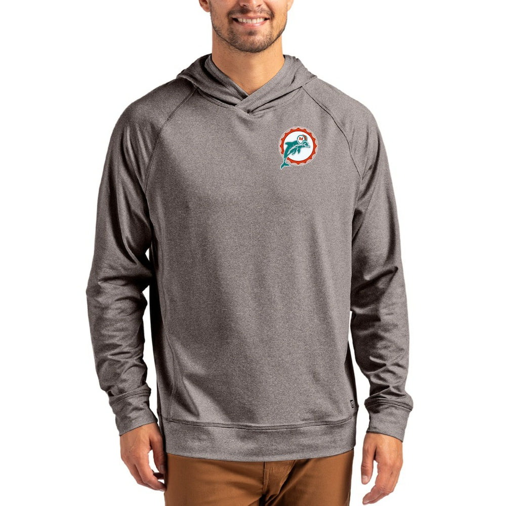 Miami Dolphins Cutter & Buck Adapt Historic Knit Recycled Raglan Pullover Hoodie | NFL New