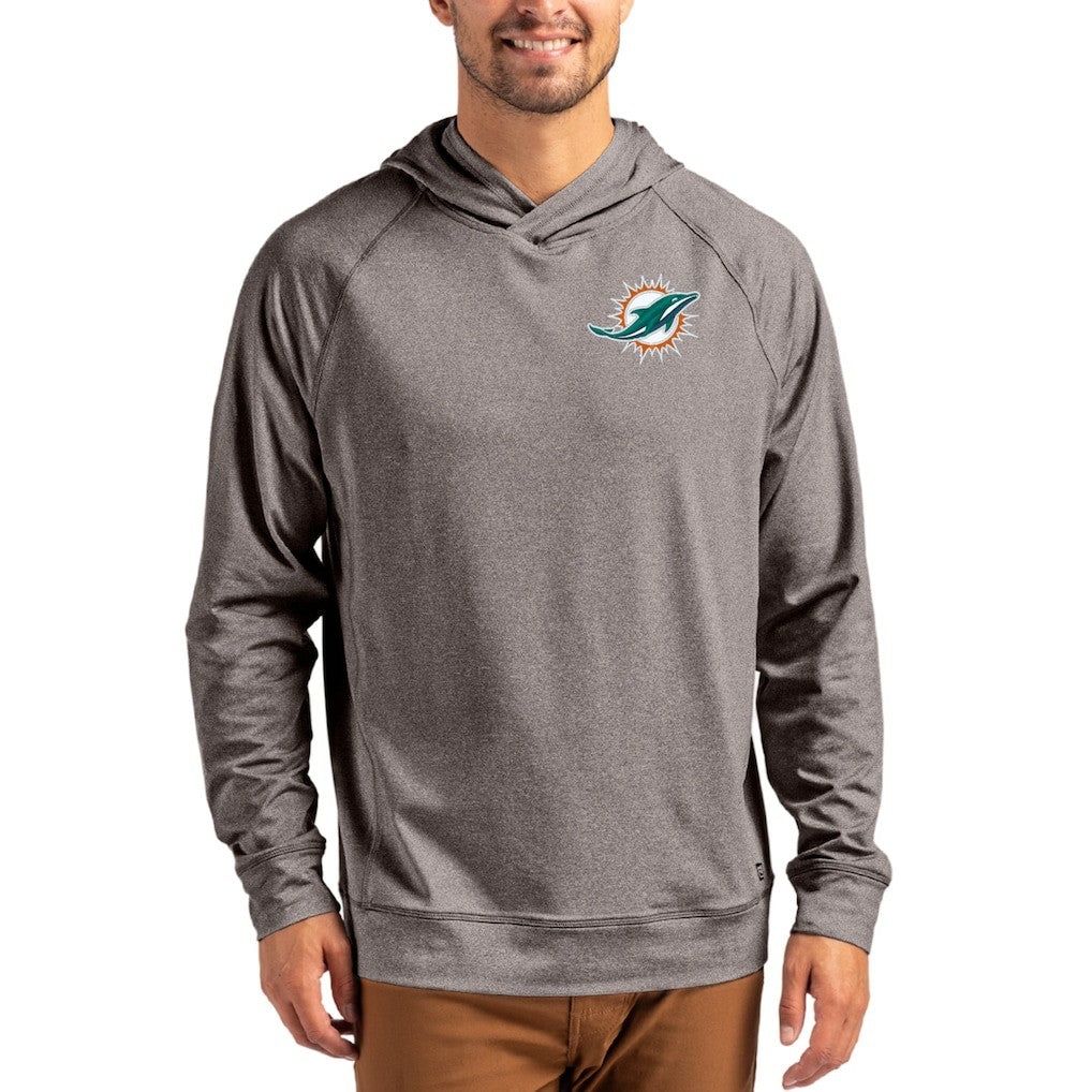 Miami Dolphins Cutter & Buck Adapt Historic Knit Recycled Raglan Pullover Hoodie | NFL Discount