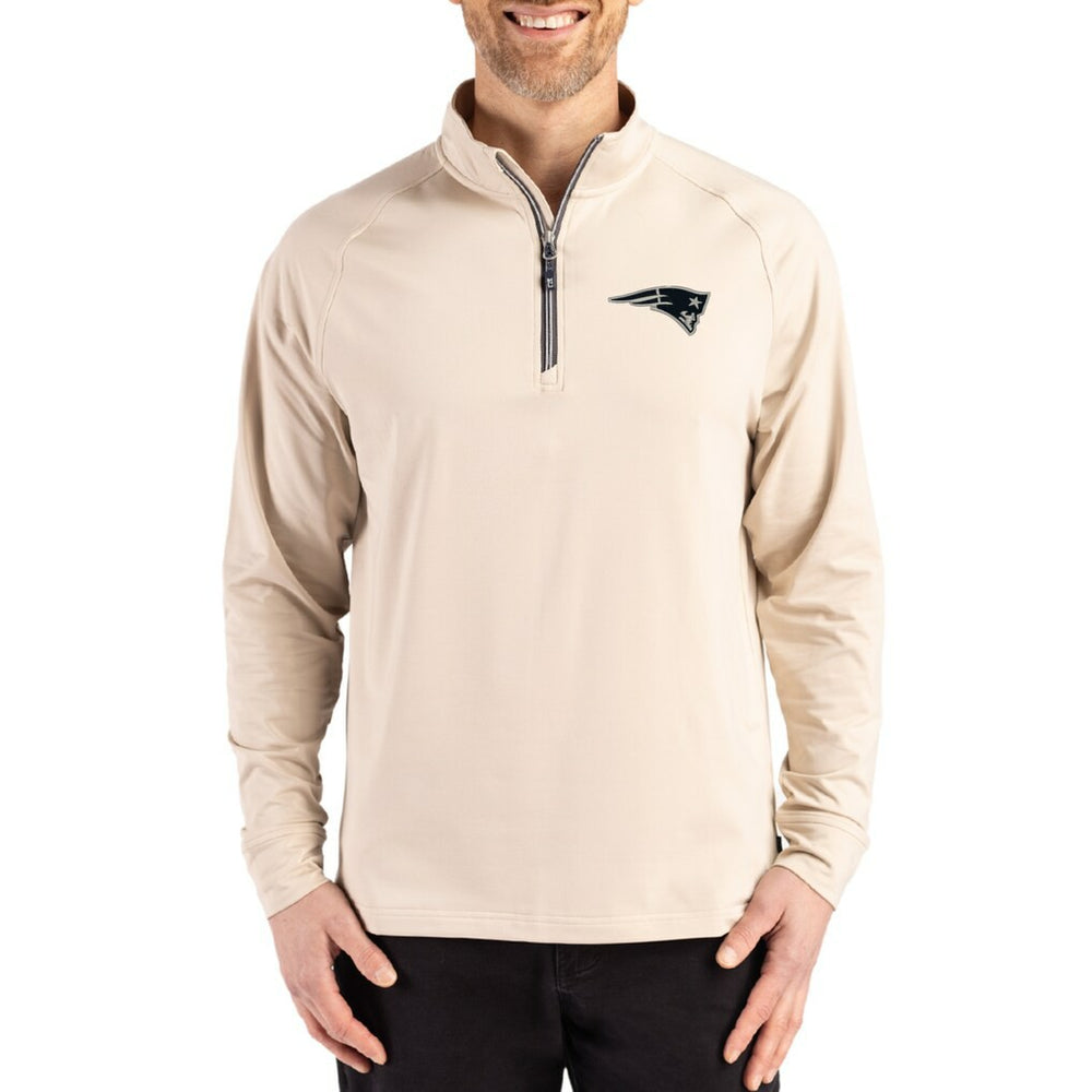 New England Patriots Cutter & Buck Adapt Eco Knit Stretch Recycled Quarter-Zip Pullover | NFL Discount