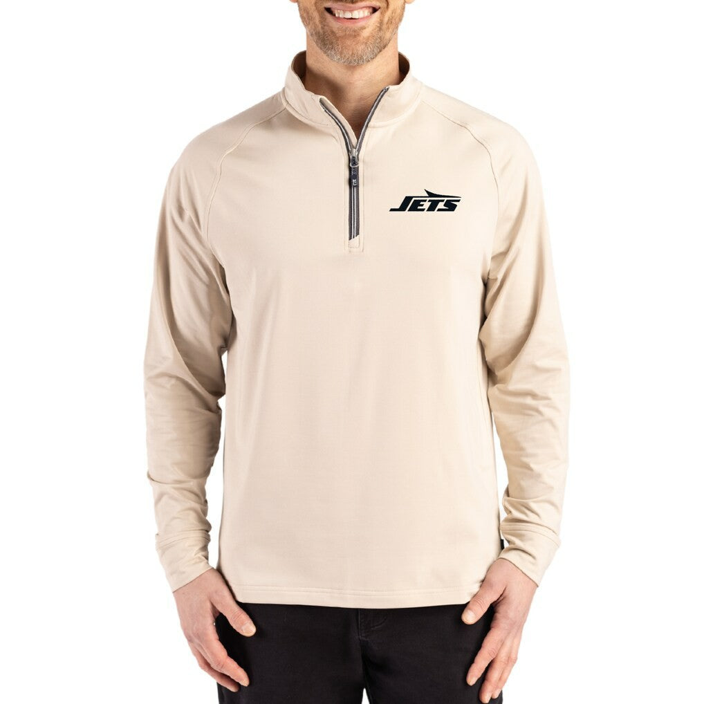 New York Jets Cutter & Buck Adapt Eco Knit Stretch Recycled Quarter-Zip Pullover | NFL Online