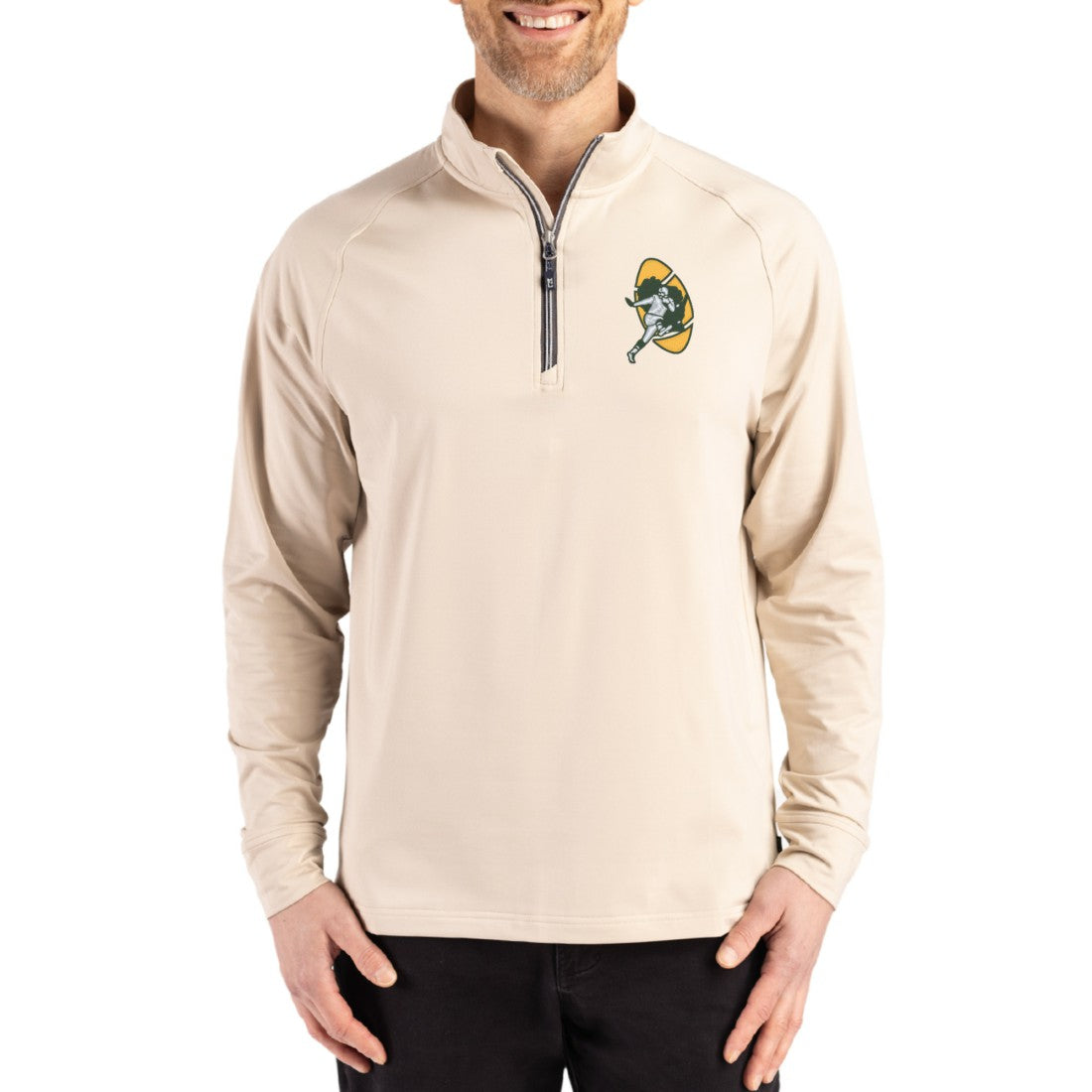Green Bay Packers Cutter & Buck Throwback Logo Adapt Eco Knit Stretch Recycled Quarter-Zip Pullover | NFL Near me