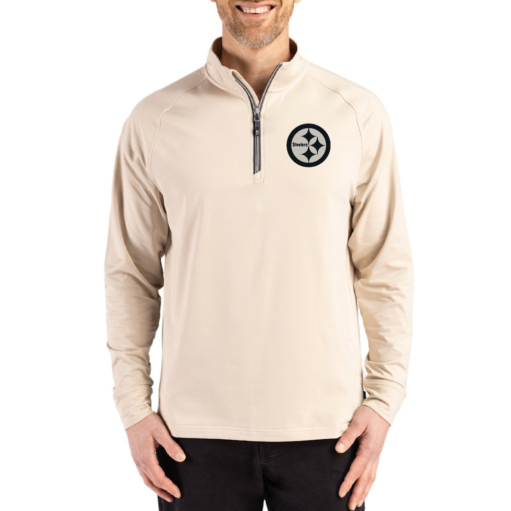 Pittsburgh Steelers Cutter & Buck Adapt Eco Knit Stretch Recycled Quarter-Zip Pullover | NFL On sale