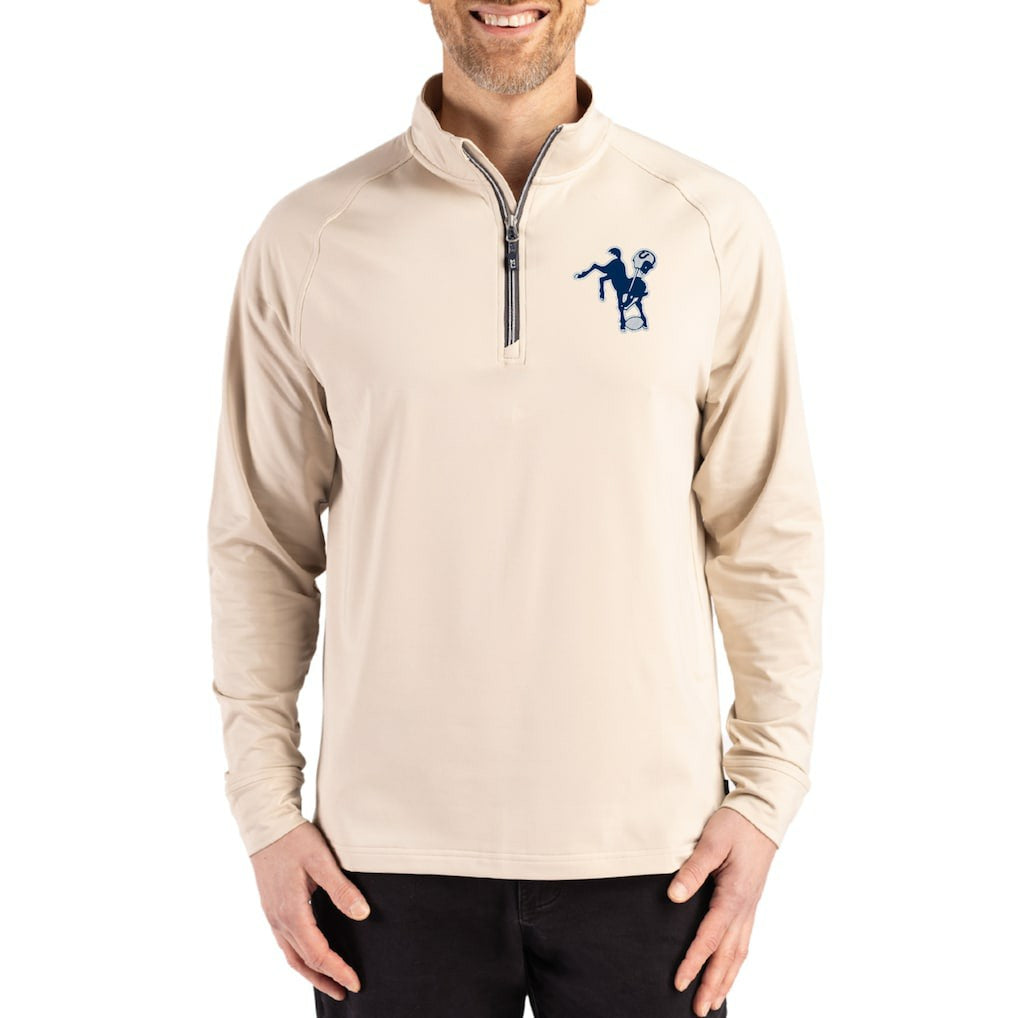 Indianapolis Colts Cutter & Buck Throwback Logo Adapt Eco Knit Stretch Recycled Quarter-Zip Pullover | NFL US