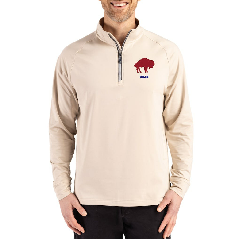 Buffalo Bills Cutter & Buck Throwback Logo Adapt Eco Knit Stretch Recycled Quarter-Zip Pullover | NFL New