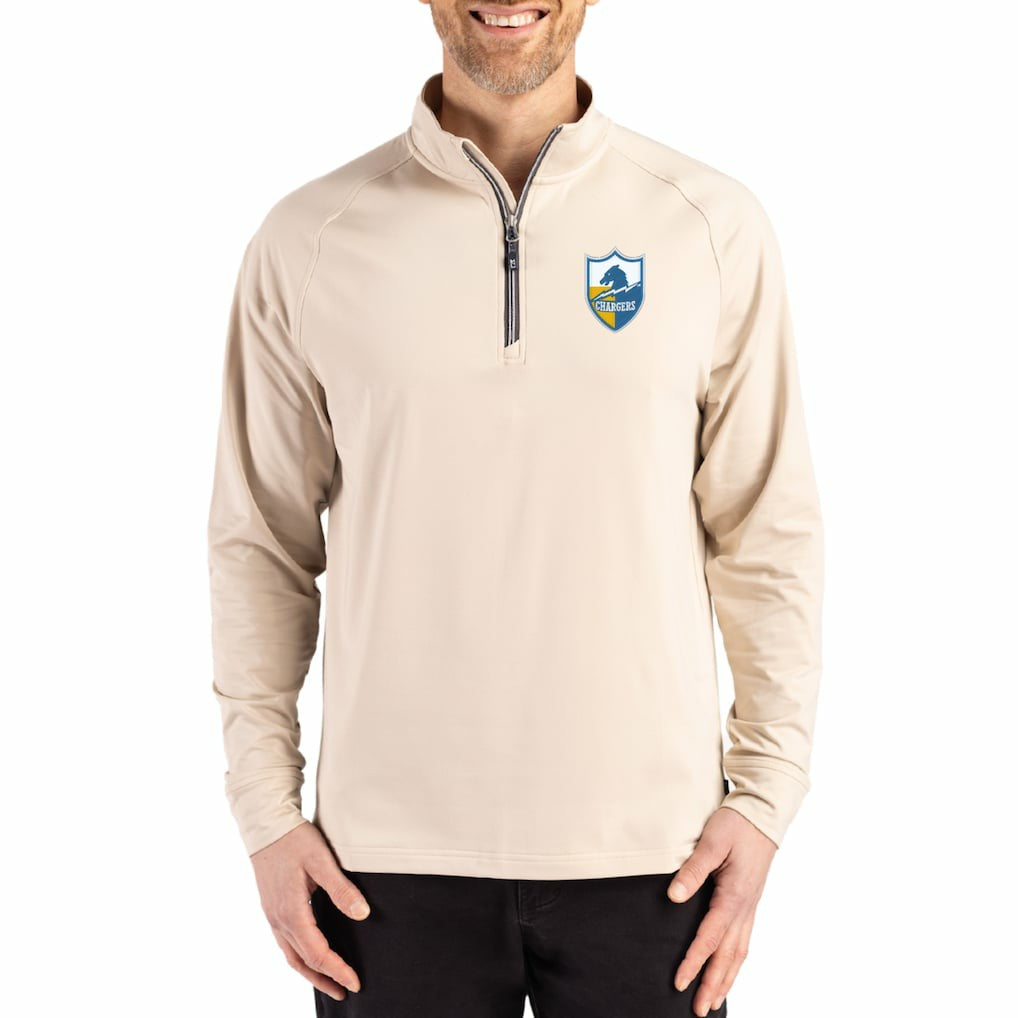 Los Angeles Chargers Cutter & Buck Throwback Logo Adapt Eco Knit Stretch Recycled Quarter-Zip Pullover | NFL US
