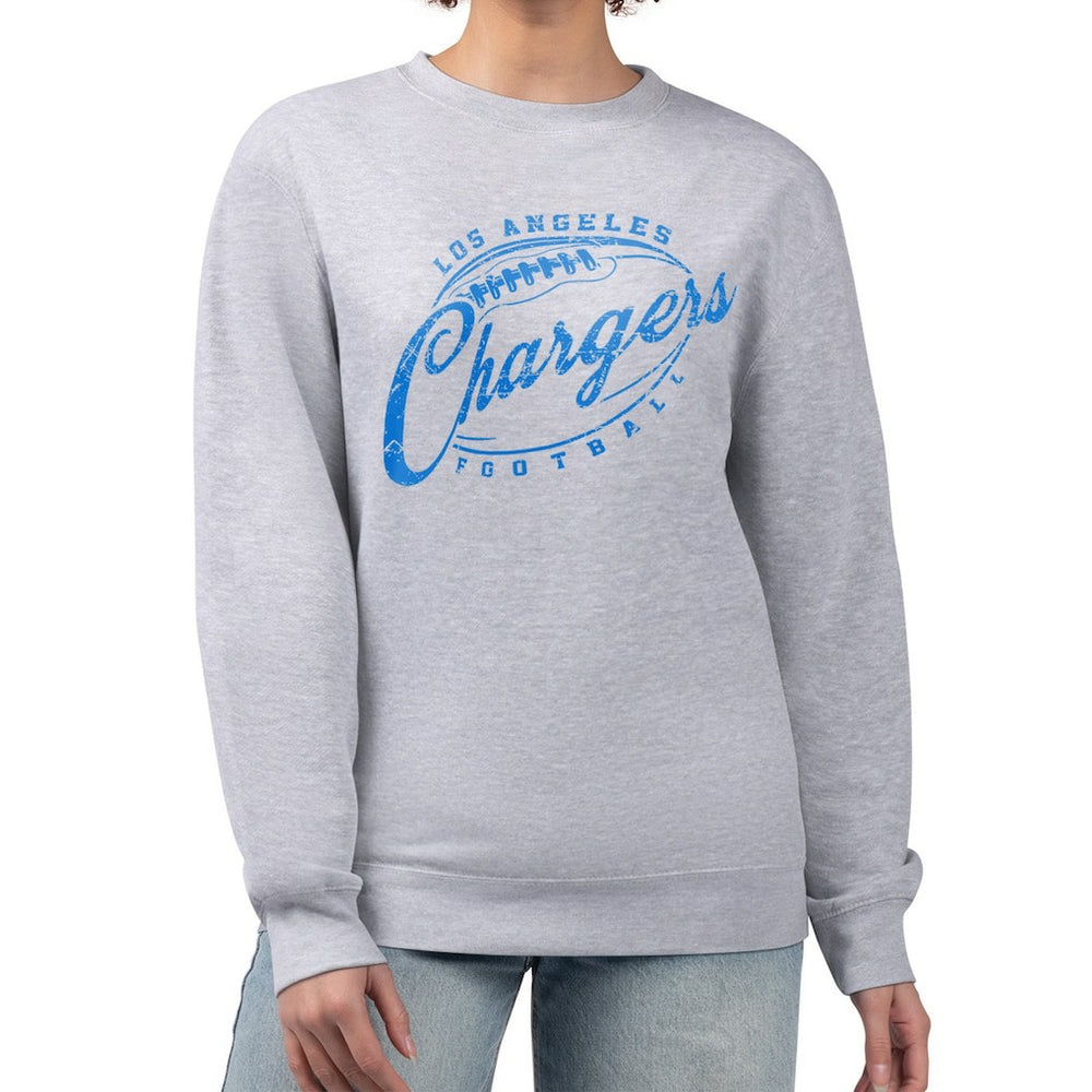 Los Angeles Chargers G-III 4Her by Carl Banks Women's Distressed Graphics Fleece Pullover Sweatshirt | NFL Hot