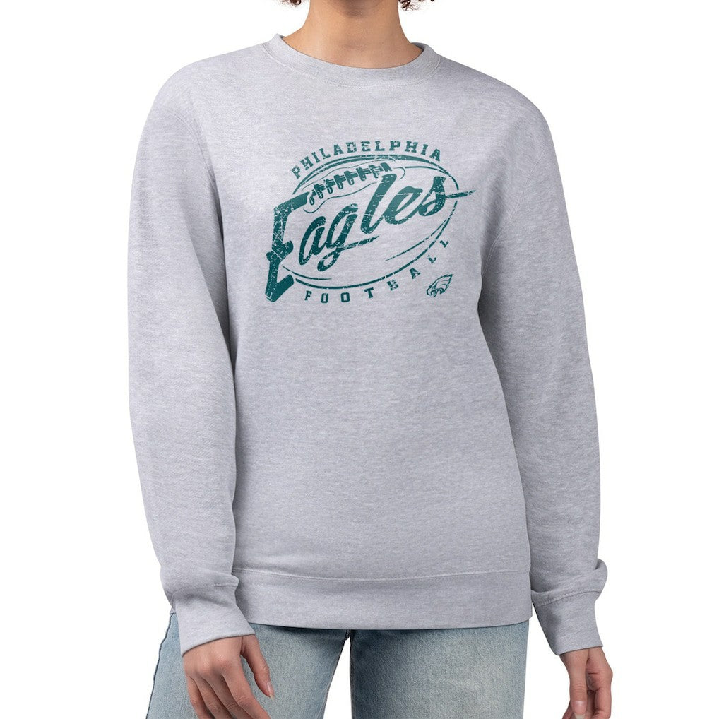 Philadelphia Eagles G-III 4Her by Carl Banks Women's Distressed Graphics Fleece Pullover Sweatshirt | NFL Outlet