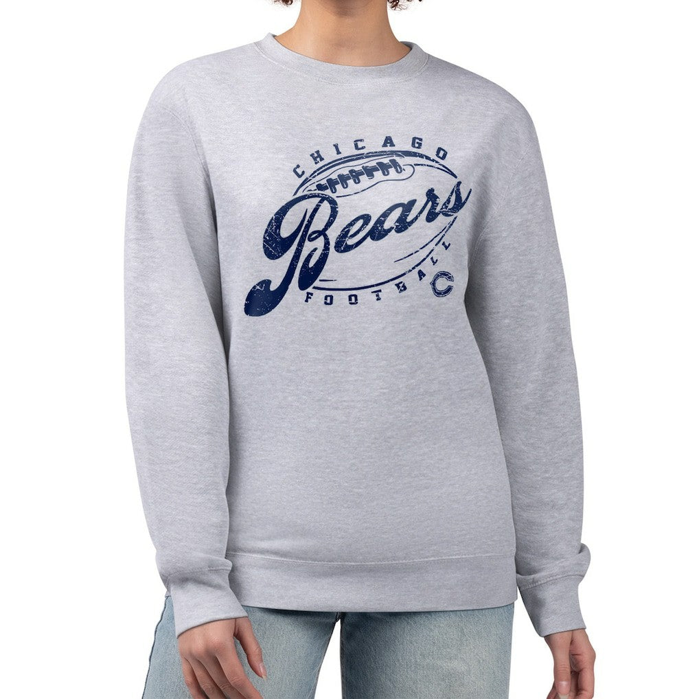 Chicago Bears G-III 4Her by Carl Banks Women's Distressed Graphics Fleece Pullover Sweatshirt | NFL Hot