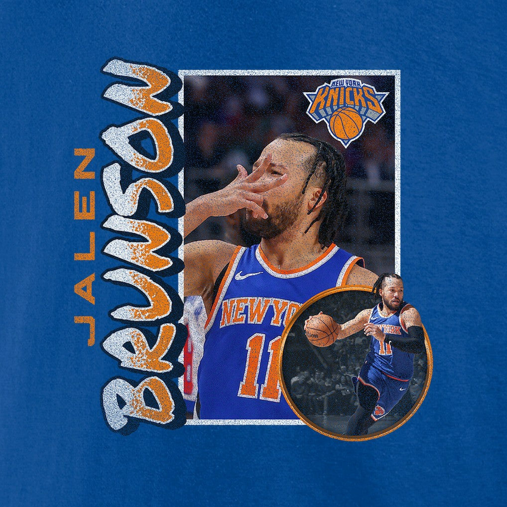 Blue Jalen Brunson New York Knicks '90s Player Graphic T-Shirt | NBA