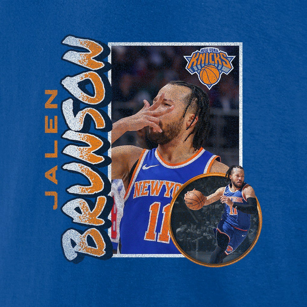 Blue Jalen Brunson New York Knicks '90s Player Graphic T-Shirt | NBA