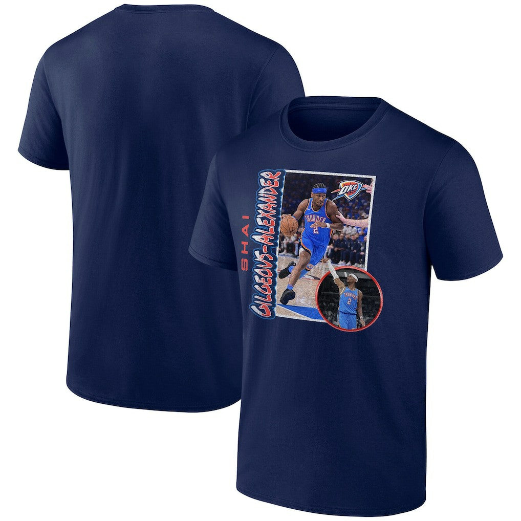 Navy Shai Gilgeous-Alexander Oklahoma City Thunder '90s Player Graphic T-Shirt | NBA
