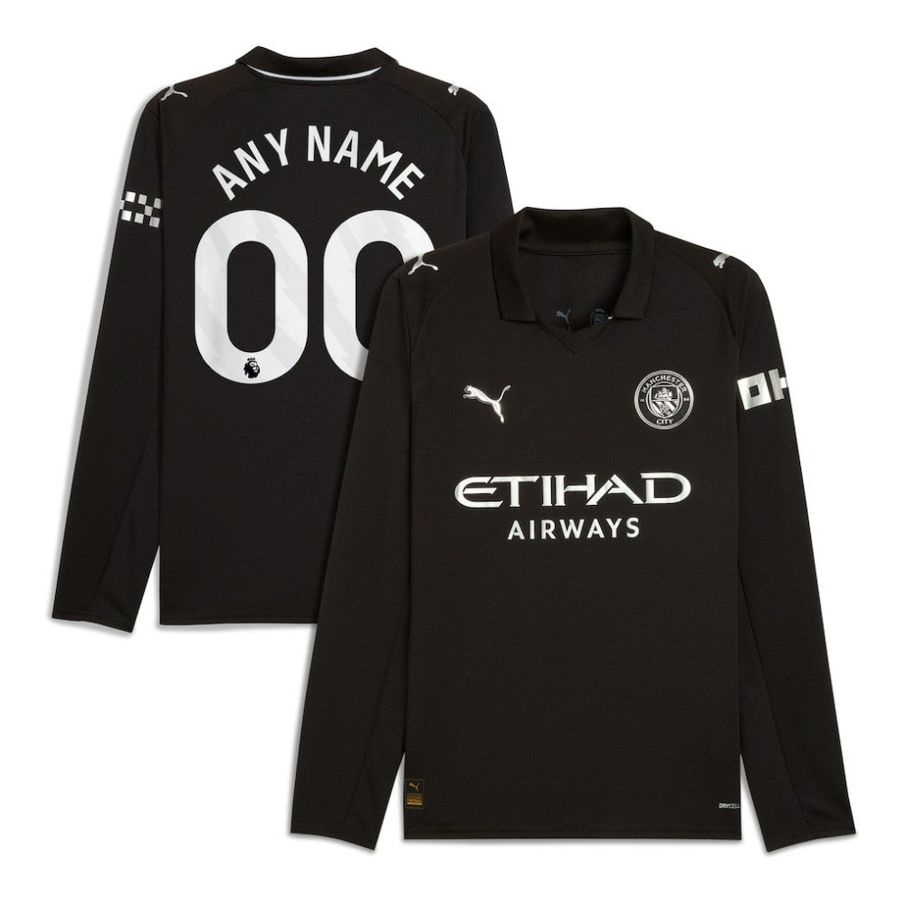 Manchester City 2025/26 Away Replica Long Sleeve Custom Jersey