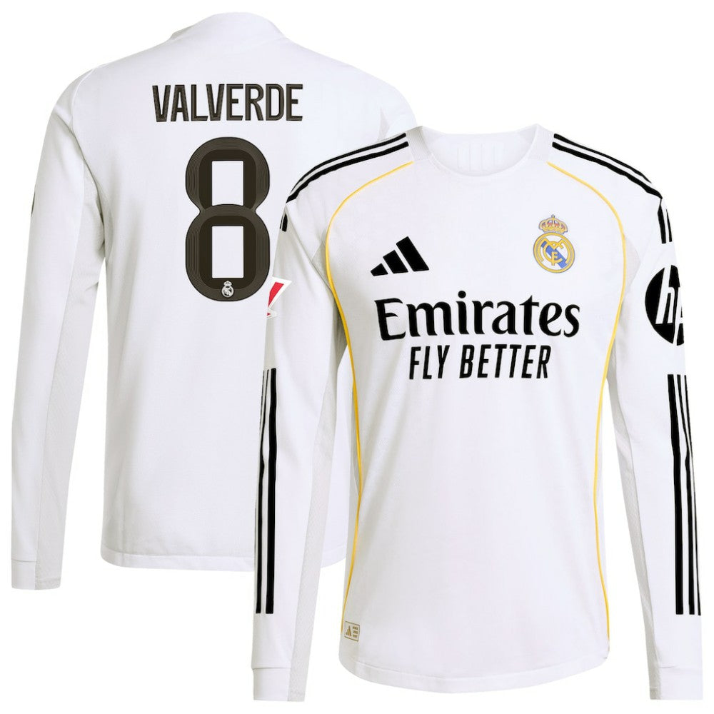 Federico Valverde Real Madrid 2025/26 Home Long Sleeve Jersey