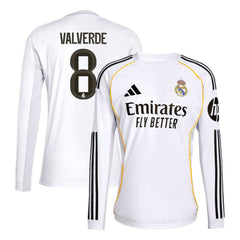 Federico Valverde Real Madrid 2025/26 Home Replica Long Sleeve Jersey