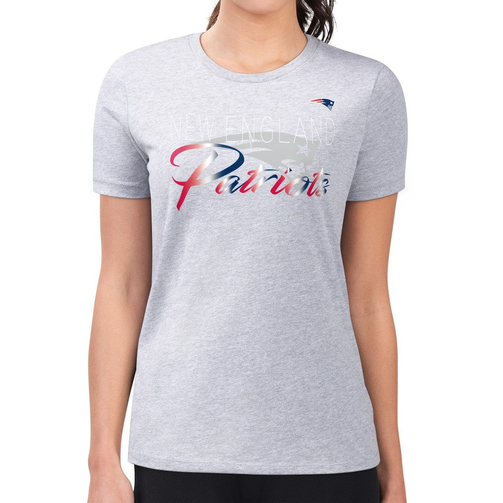 New England Patriots G-III 4Her by Carl Banks Women's Super-Slim Fit Lightweight Shadow Logo T-Shirt | NFL Outlet