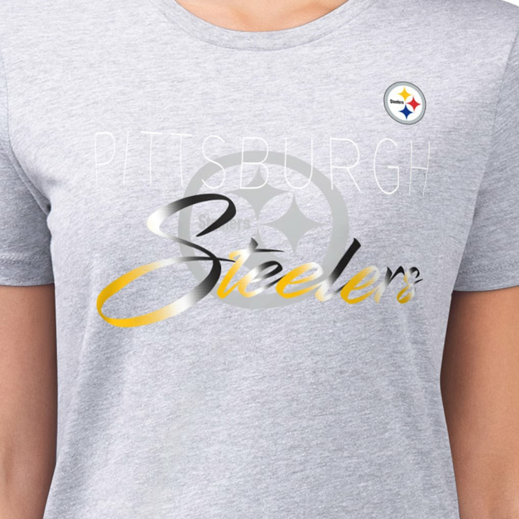 Pittsburgh Steelers G-III 4Her by Carl Banks Women's Super-Slim Fit Lightweight Shadow Logo T-Shirt | NFL Sale