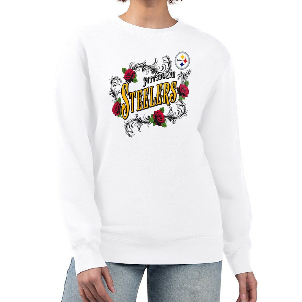 Pittsburgh Steelers G-III 4Her by Carl Banks Women's Roses Fleece Tri-Blend Pullover Sweatshirt | NFL Outlet