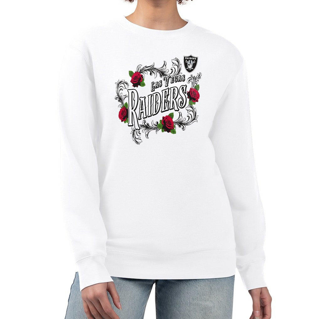 Las Vegas Raiders G-III 4Her by Carl Banks Women's Roses Fleece Tri-Blend Pullover Sweatshirt | NFL New