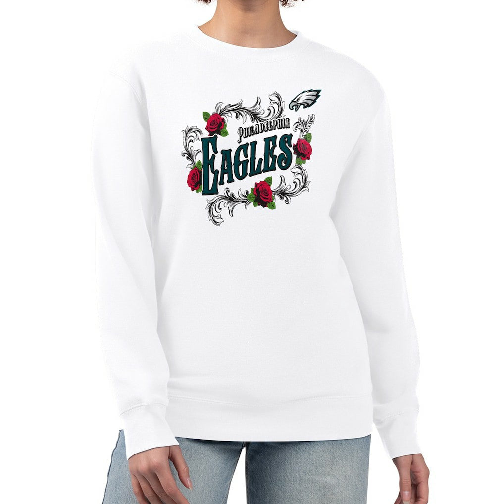 Philadelphia Eagles G-III 4Her by Carl Banks Women's Roses Fleece Tri-Blend Pullover Sweatshirt | NFL Outlet