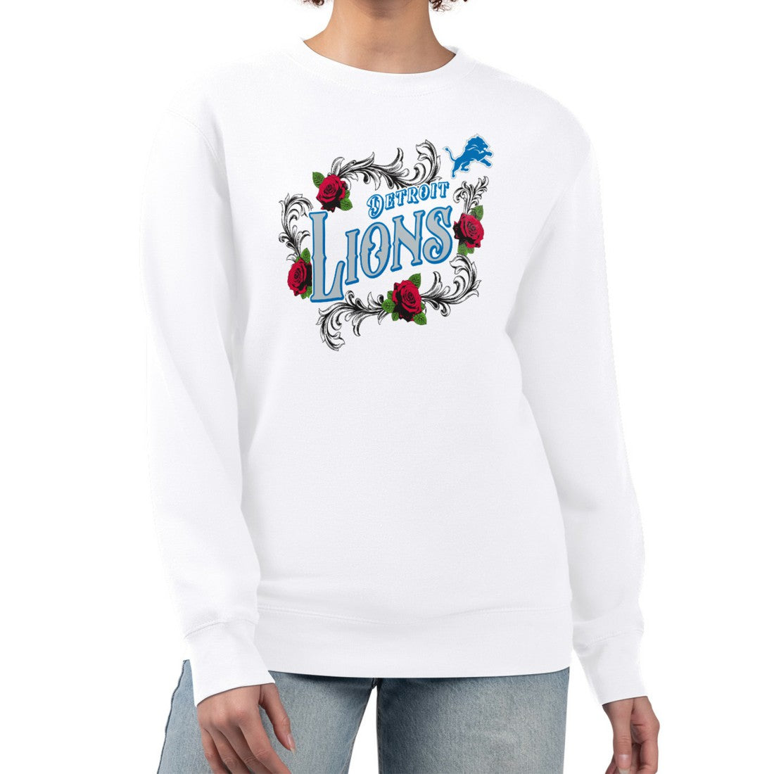 Detroit Lions G-III 4Her by Carl Banks Women's Roses Fleece Tri-Blend Pullover Sweatshirt | NFL Hot
