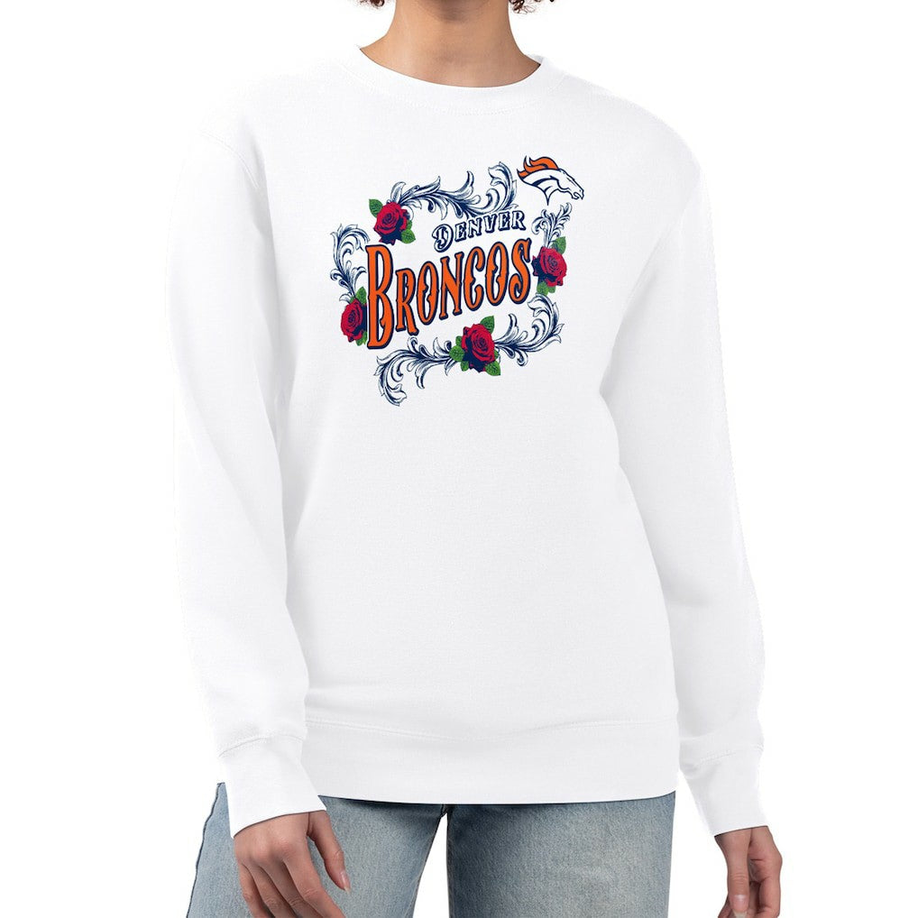 Denver Broncos G-III 4Her by Carl Banks Women's Roses Fleece Tri-Blend Pullover Sweatshirt | NFL Sale