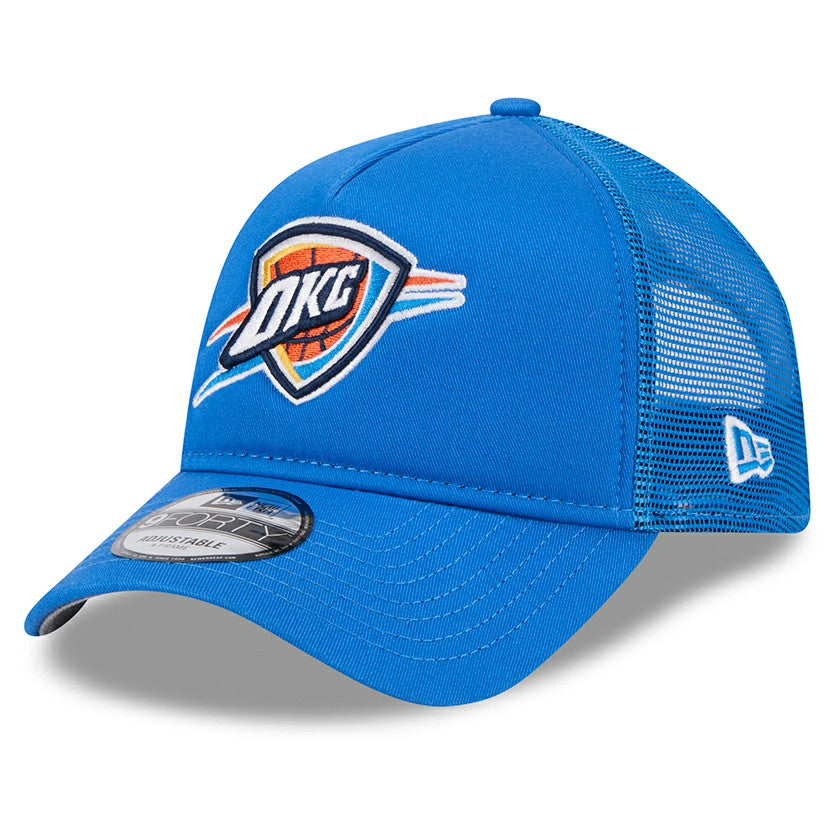 Blue Oklahoma City Thunder Core Logo Foam Front A-Frame 9FORTY Adjustable Trucker Hat | NBA