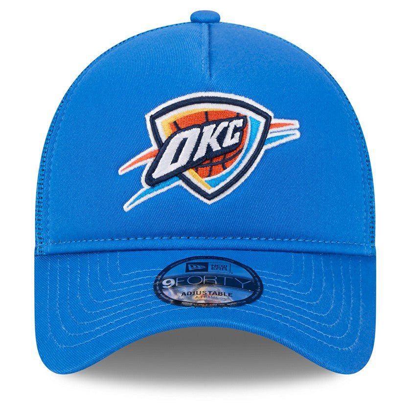 Blue Oklahoma City Thunder Core Logo Foam Front A-Frame 9FORTY Adjustable Trucker Hat | NBA