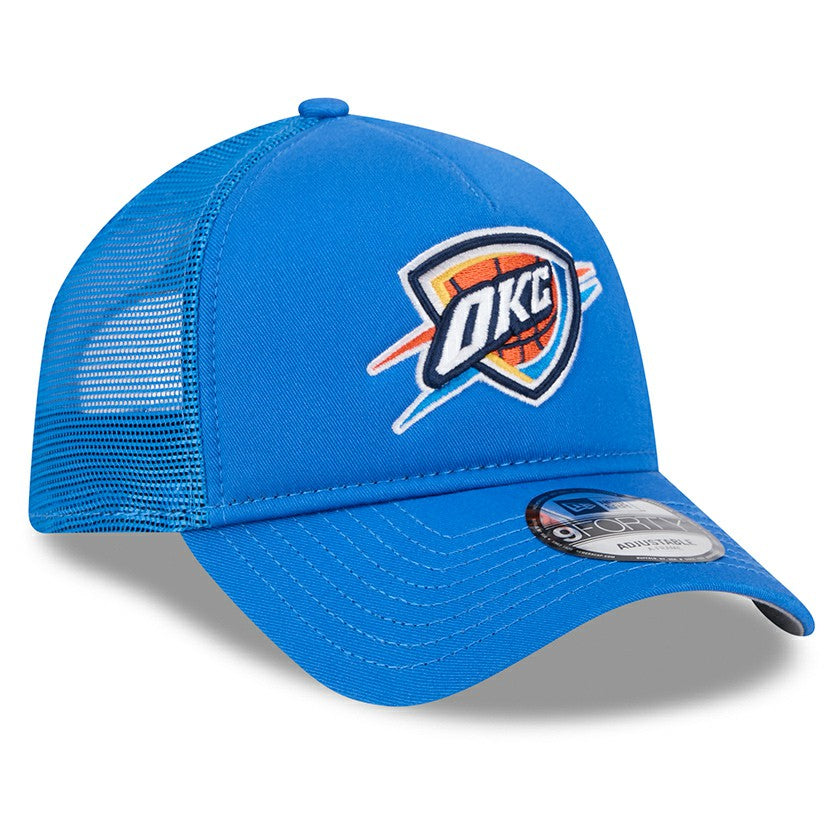 Blue Oklahoma City Thunder Core Logo Foam Front A-Frame 9FORTY Adjustable Trucker Hat | NBA