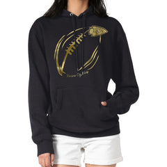Kansas City Chiefs G-III 4Her by Carl Banks Women's Metallic Print Football Sketch Fleece Pullover Hoodie | NFL Outlet