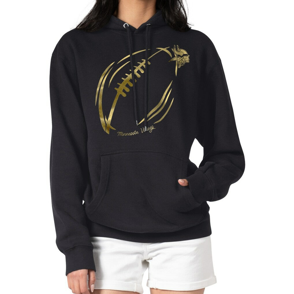 Minnesota Vikings G-III 4Her by Carl Banks Women's Metallic Print Football Sketch Fleece Pullover Hoodie | NFL On sale
