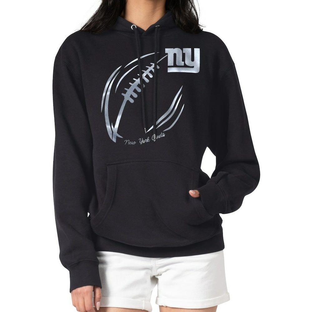 New York Giants G-III 4Her by Carl Banks Women's Metallic Print Football Sketch Fleece Pullover Hoodie | NFL Hot