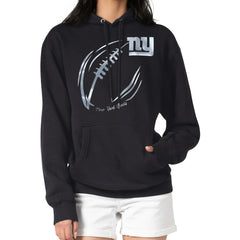 New York Giants G-III 4Her by Carl Banks Women's Metallic Print Football Sketch Fleece Pullover Hoodie | NFL Hot