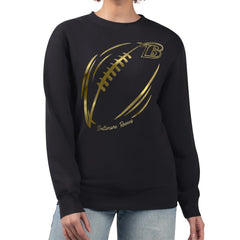 Baltimore Ravens G-III 4Her by Carl Banks Women's Metallic Print Football Sketch Fleece Crewneck Sweatshirt | NFL Discount