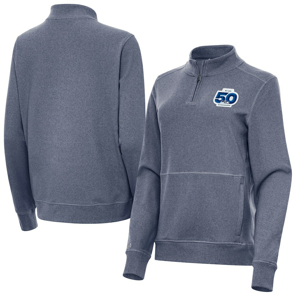 Seattle Seahawks Antigua Women's 50th Season Crush Quarter-Zip Pullover | NFL On sale