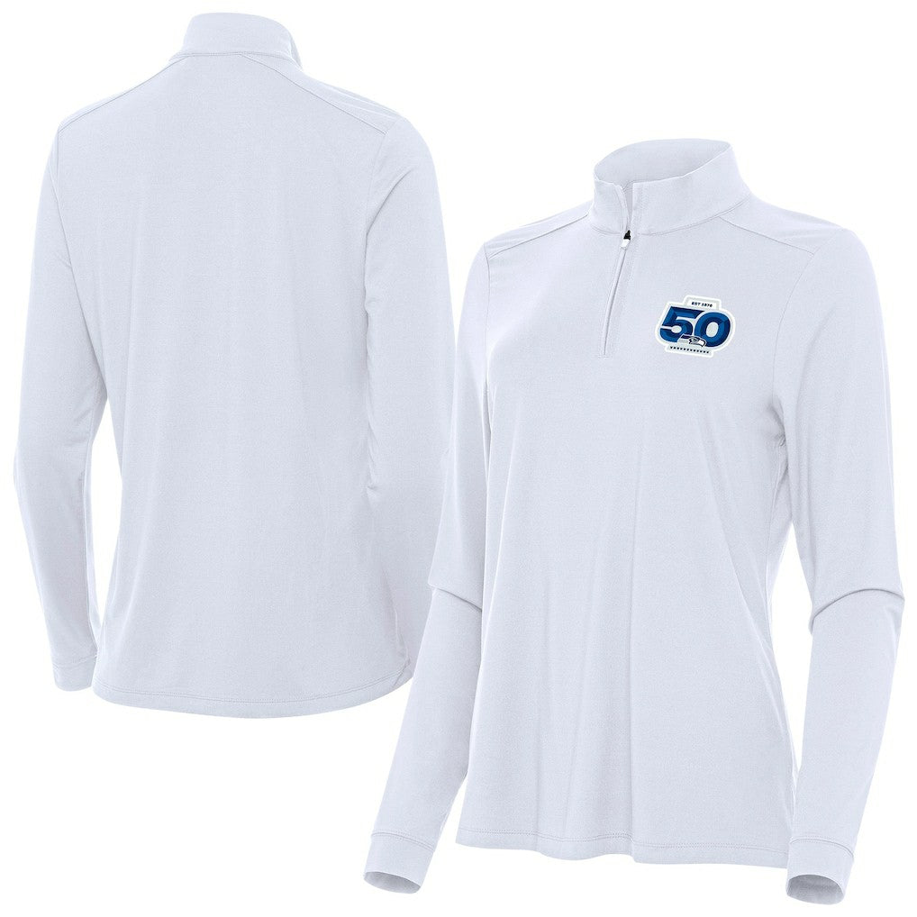Seattle Seahawks Antigua Women's 50th Season Intent Quarter-Zip Pullover | NFL Discount