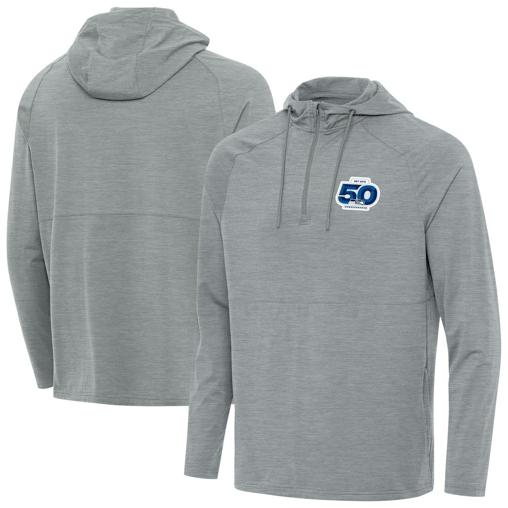 Seattle Seahawks Antigua 50th Season Spikes Raglan Quarter-Zip Hoodie | NFL New