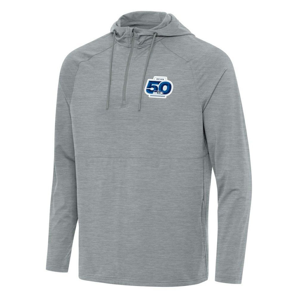 Seattle Seahawks Antigua 50th Season Spikes Raglan Quarter-Zip Hoodie | NFL New