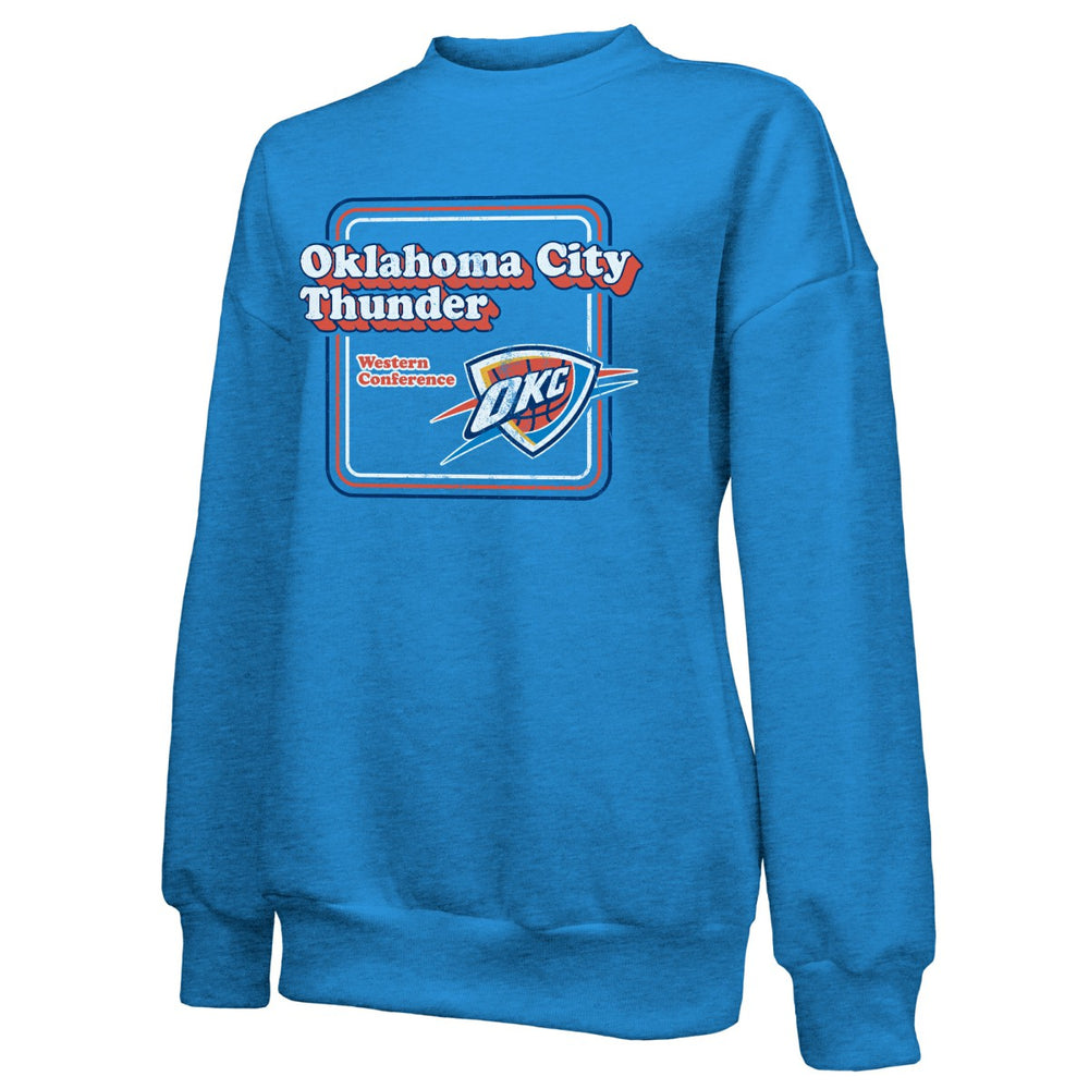 Blue Oklahoma City Thunder Majestic Threads Women's Classic Tri-Blend Pullover Sweatshirt | NBA
