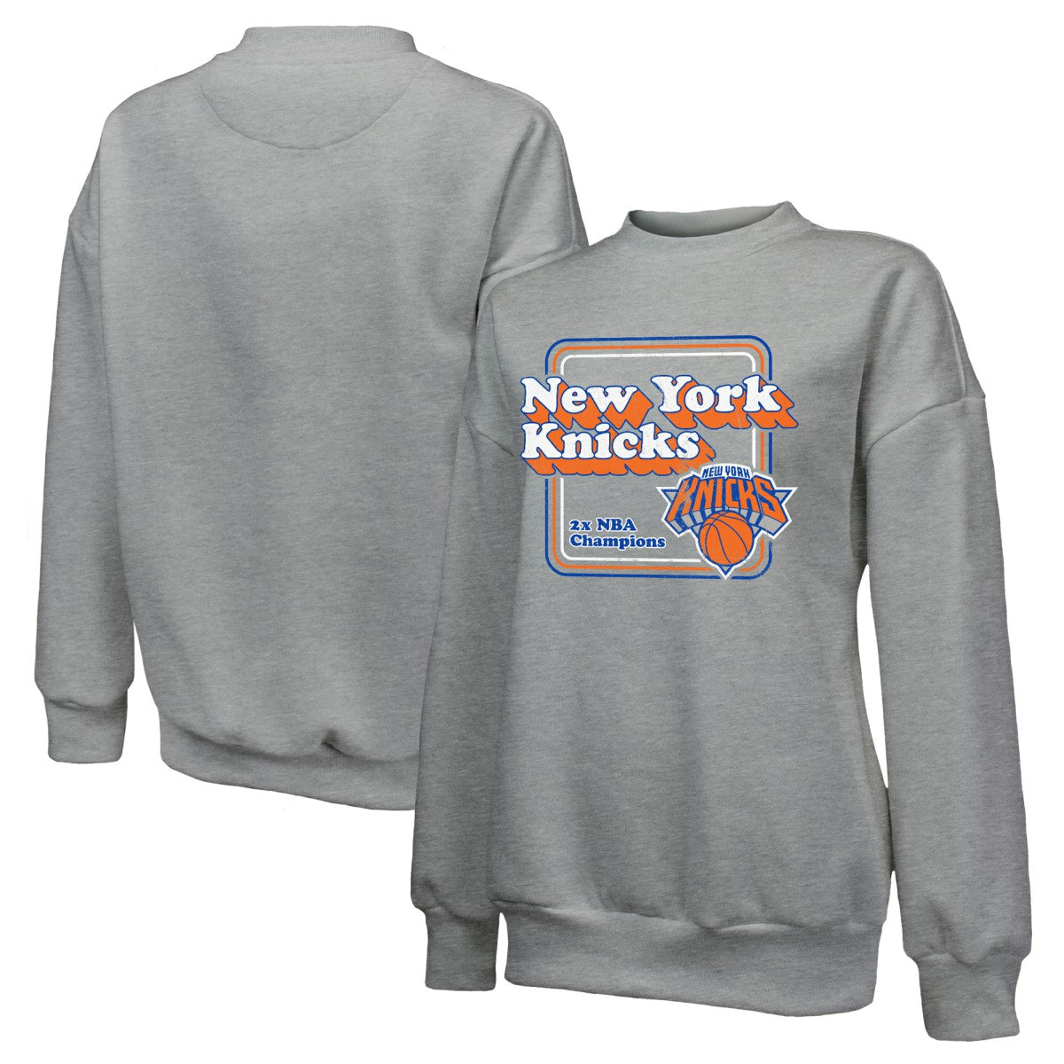 Gray New York Knicks Majestic Threads Women's Classic Tri-Blend Pullover Sweatshirt | NBA