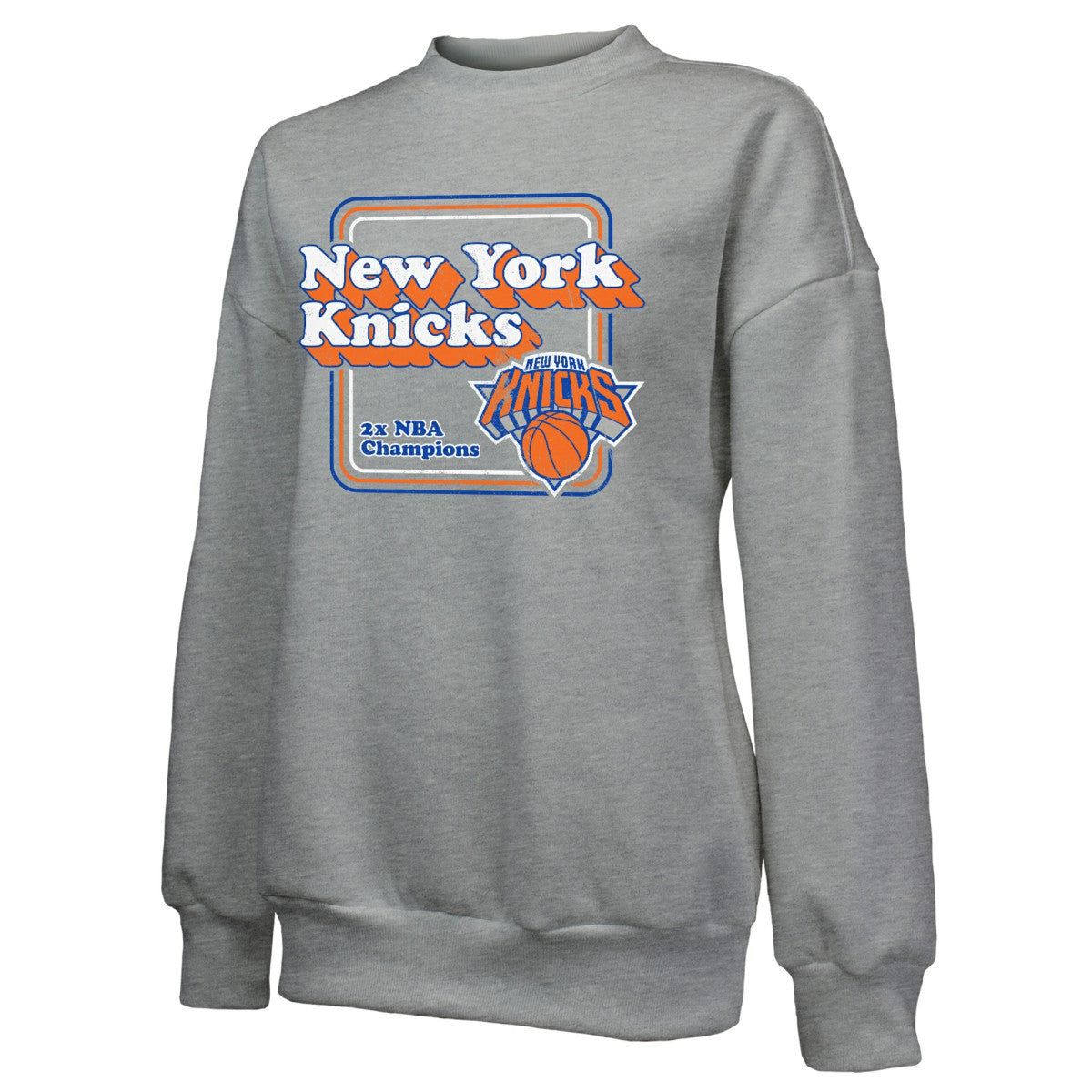 Gray New York Knicks Majestic Threads Women's Classic Tri-Blend Pullover Sweatshirt | NBA