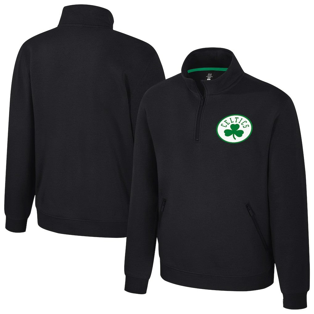 Black Boston Celtics Stadium Essentials Unisex Varsity Trainer Quarter-Zip Pullover | NBA