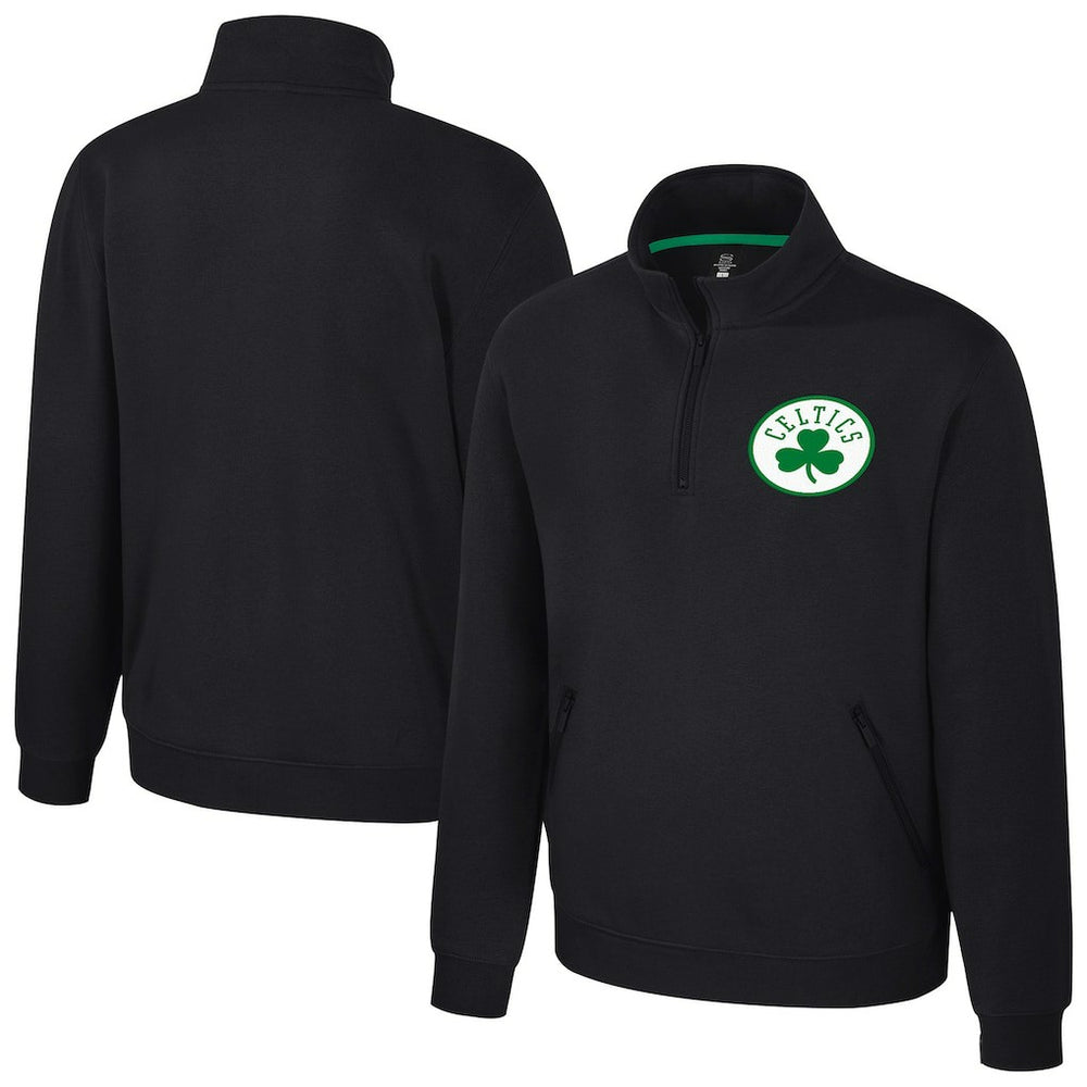 Black Boston Celtics Stadium Essentials Unisex Varsity Trainer Quarter-Zip Pullover | NBA