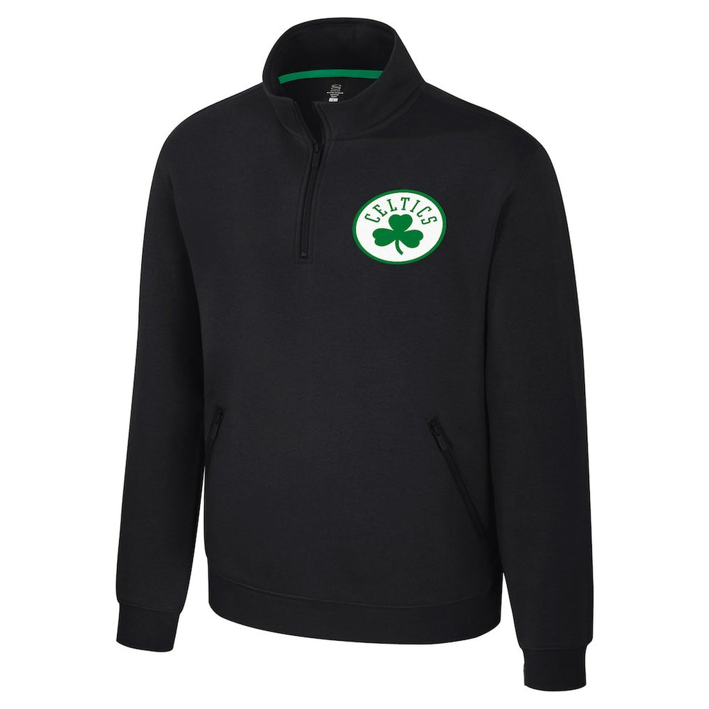 Black Boston Celtics Stadium Essentials Unisex Varsity Trainer Quarter-Zip Pullover | NBA