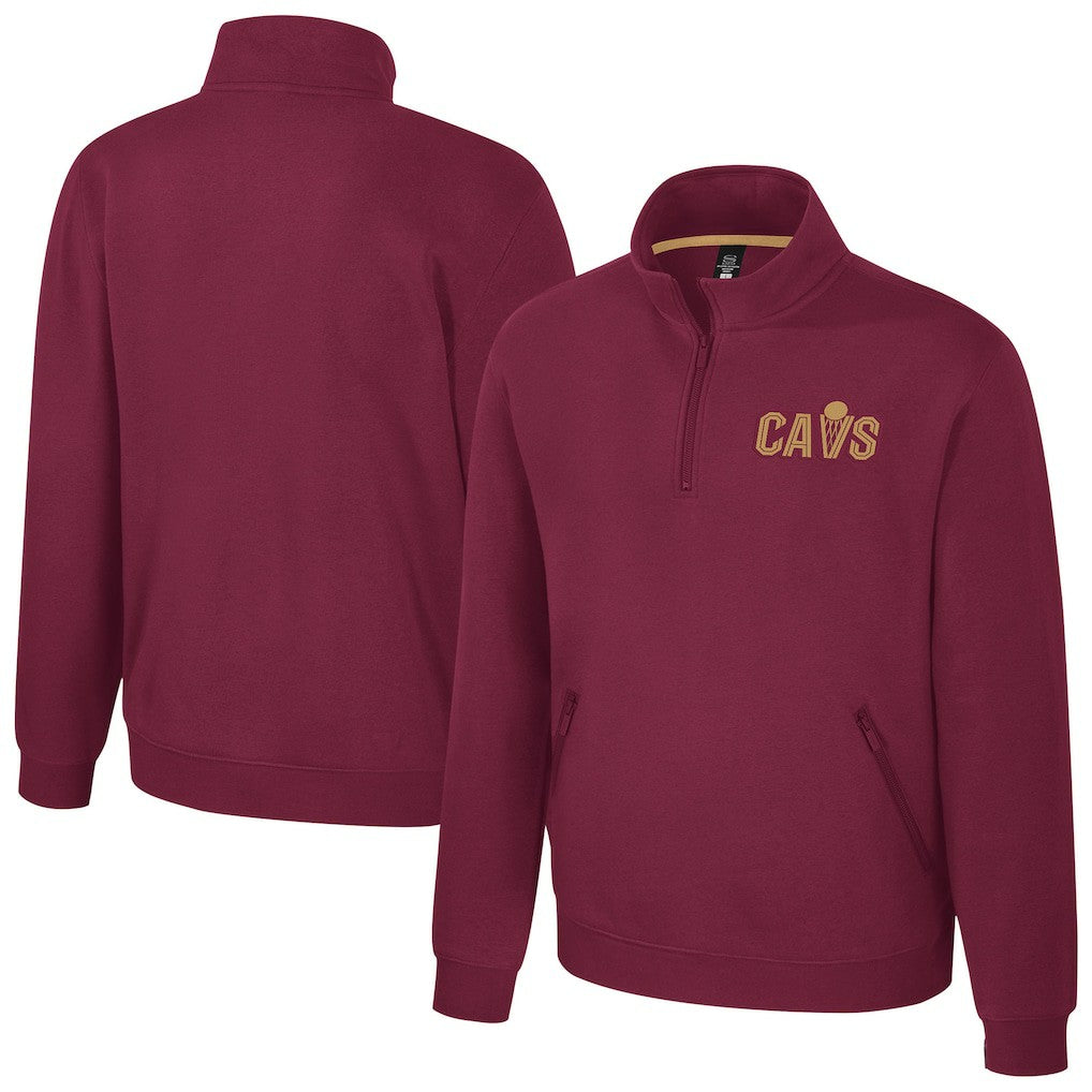 Wine Cleveland Cavaliers Stadium Essentials Unisex Varsity Trainer Quarter-Zip Pullover sale | NBA