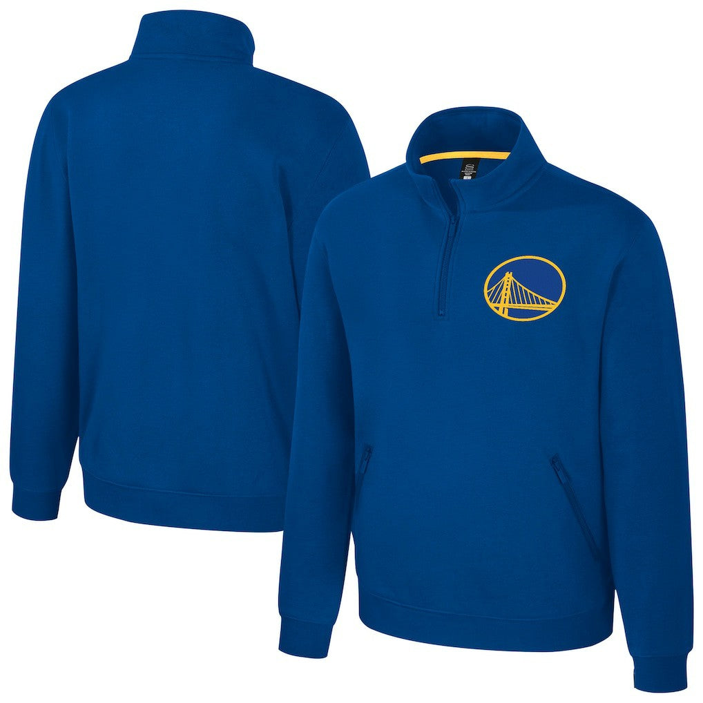 Royal Golden State Warriors Stadium Essentials Unisex Varsity Trainer Quarter-Zip Pullover sale | NBA