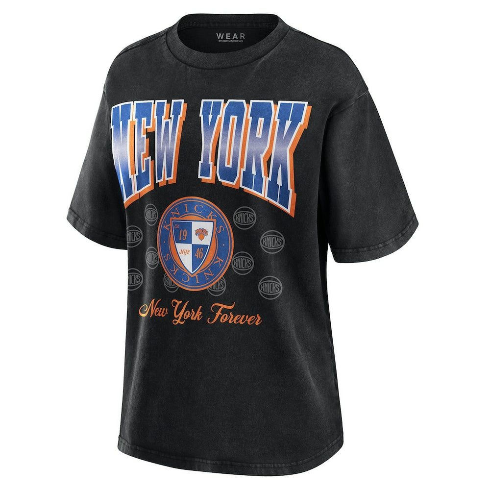 Black New York Knicks WEAR by Erin Andrews Women's Oversized Boyfriend T-Shirt | NBA