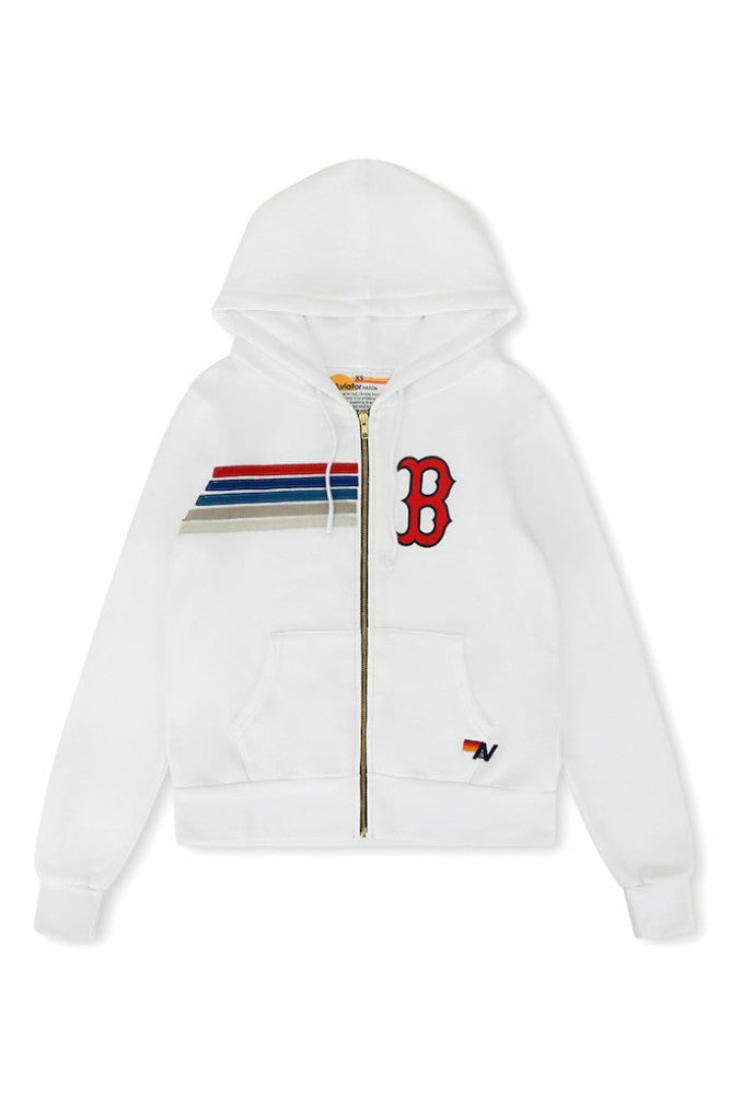 Boston Red Sox Aviator Nation x MLB Unisex Five-Stripe Tri-Blend Full-Zip Hoodie - MLB Hoodies