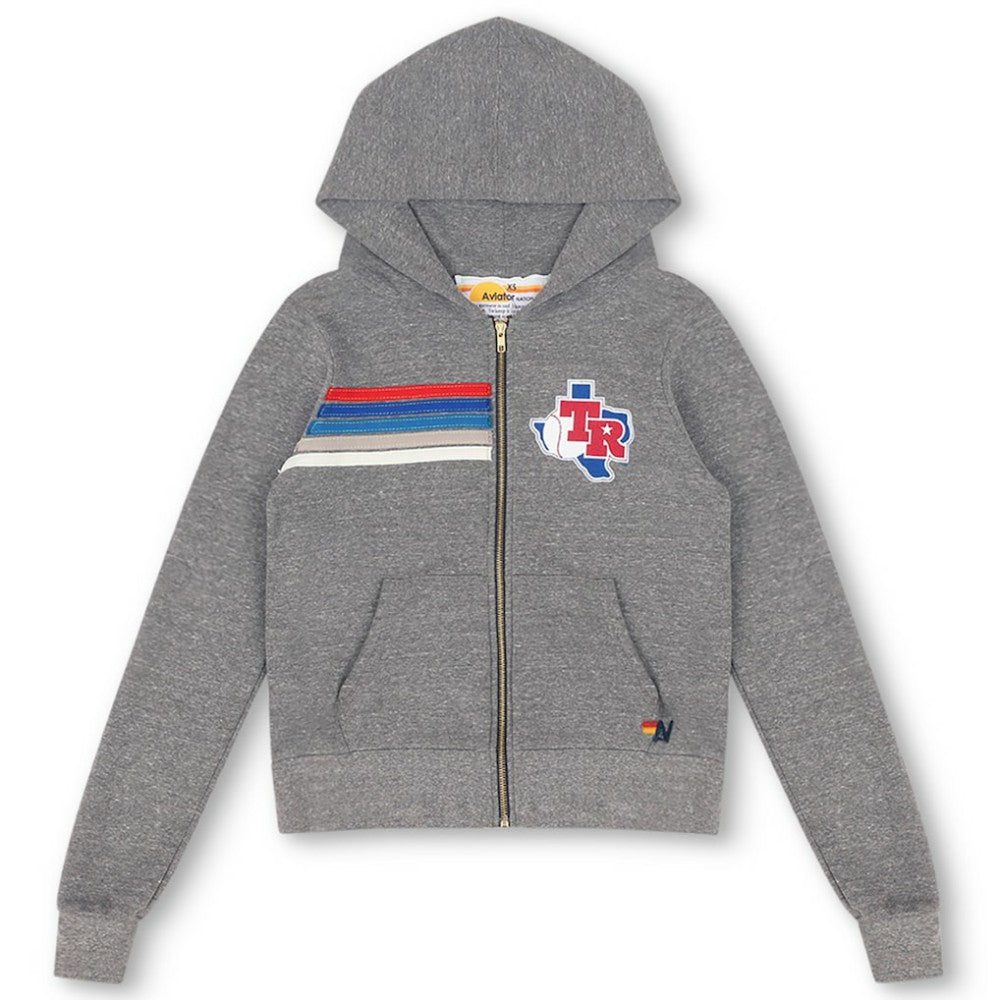 Texas Rangers Aviator Nation x MLB Unisex 5-Stripe Tri-Blend Full-Zip Hoodie - MLB Hoodies