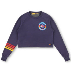 Texas Rangers Aviator Nation x MLB Women's Rugby Stitch Cropped Tri-Blend Pullover Sweatshirt - MLB Pullover